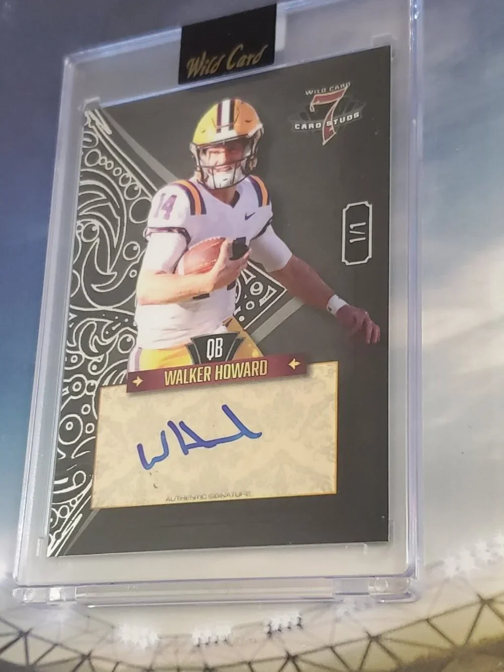 Walker Howard 2023 Wild Card 7 Card Stud Auto Left Diamond 1/1 Ole Miss